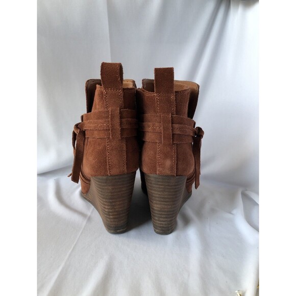 Lucky Brand Open Toe Brown Zip Up Suede Ankle Booties Size 9M - Picture 3 of 7